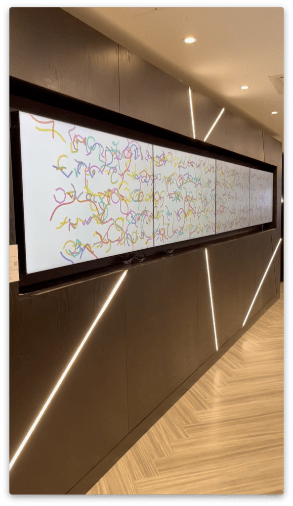 View of four screen video wall displaying helical conjunctions video